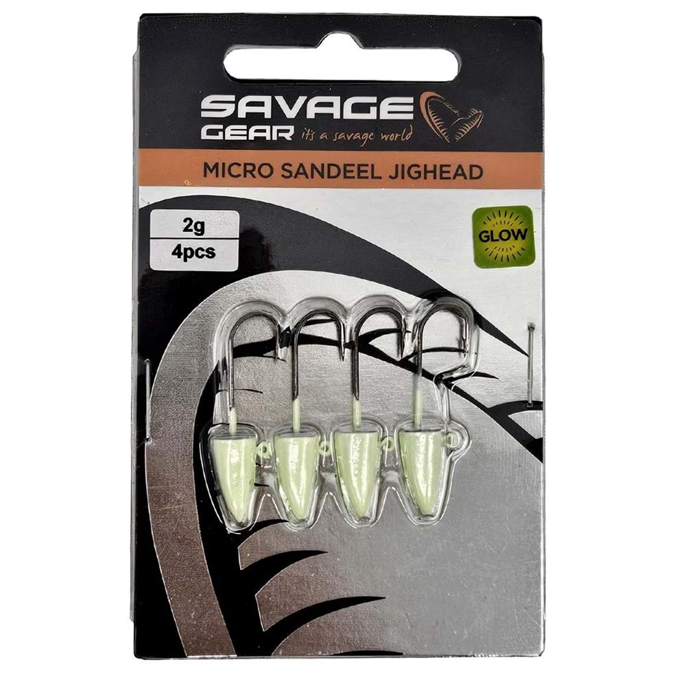 Savage Gear LRF Micro Sandeel Jighead Glow 4 Adet #8