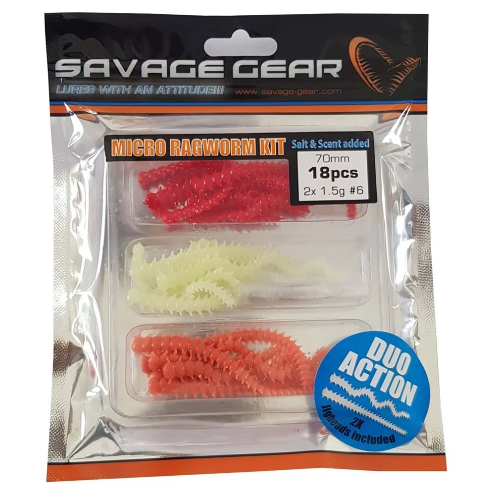 Savage gear Lrf Ragworm Kit 18+2 Adet (UV-Red-Pink-Glow)