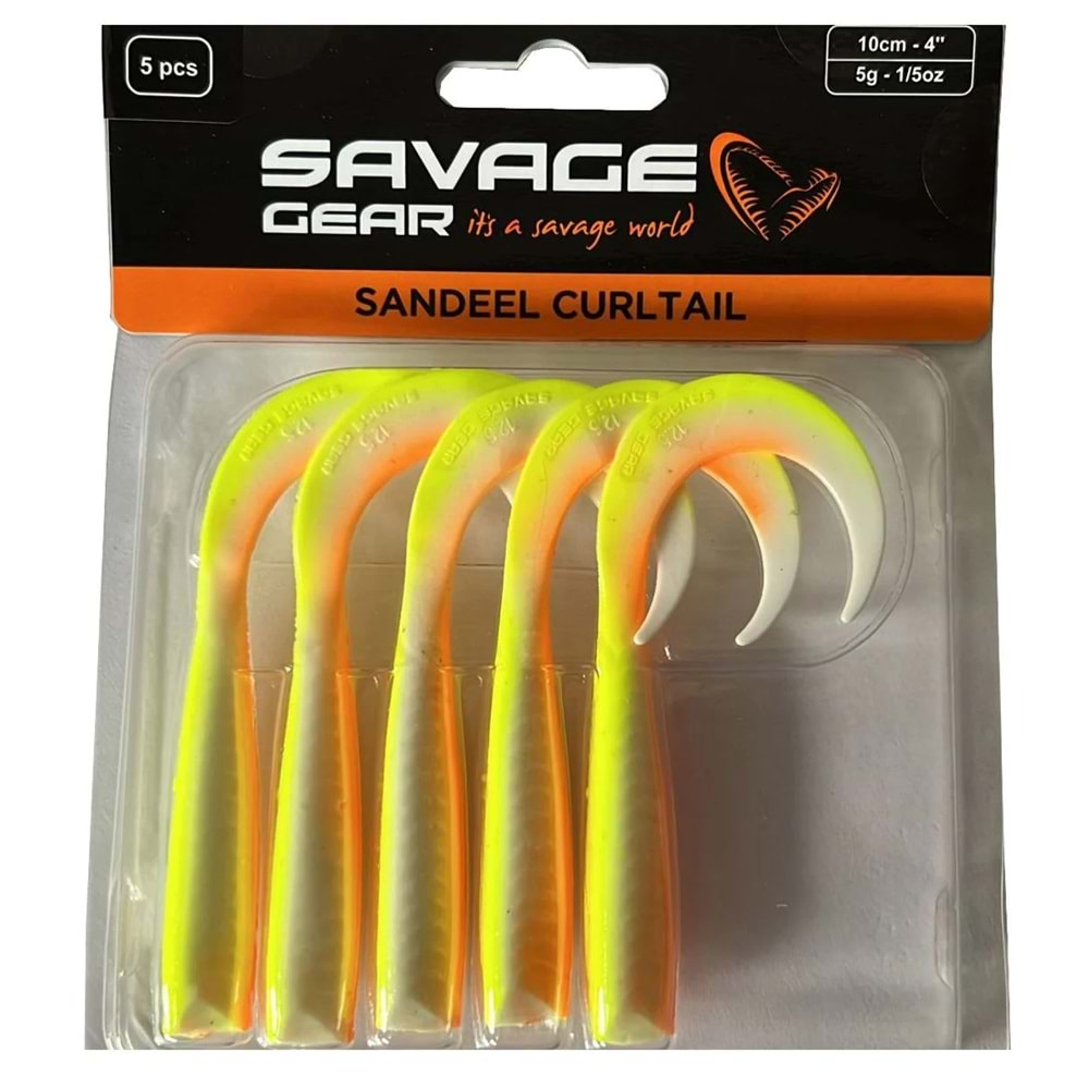 Savage Gear LB Sandeel Curltail 10cm Lemon Back 5 Adet