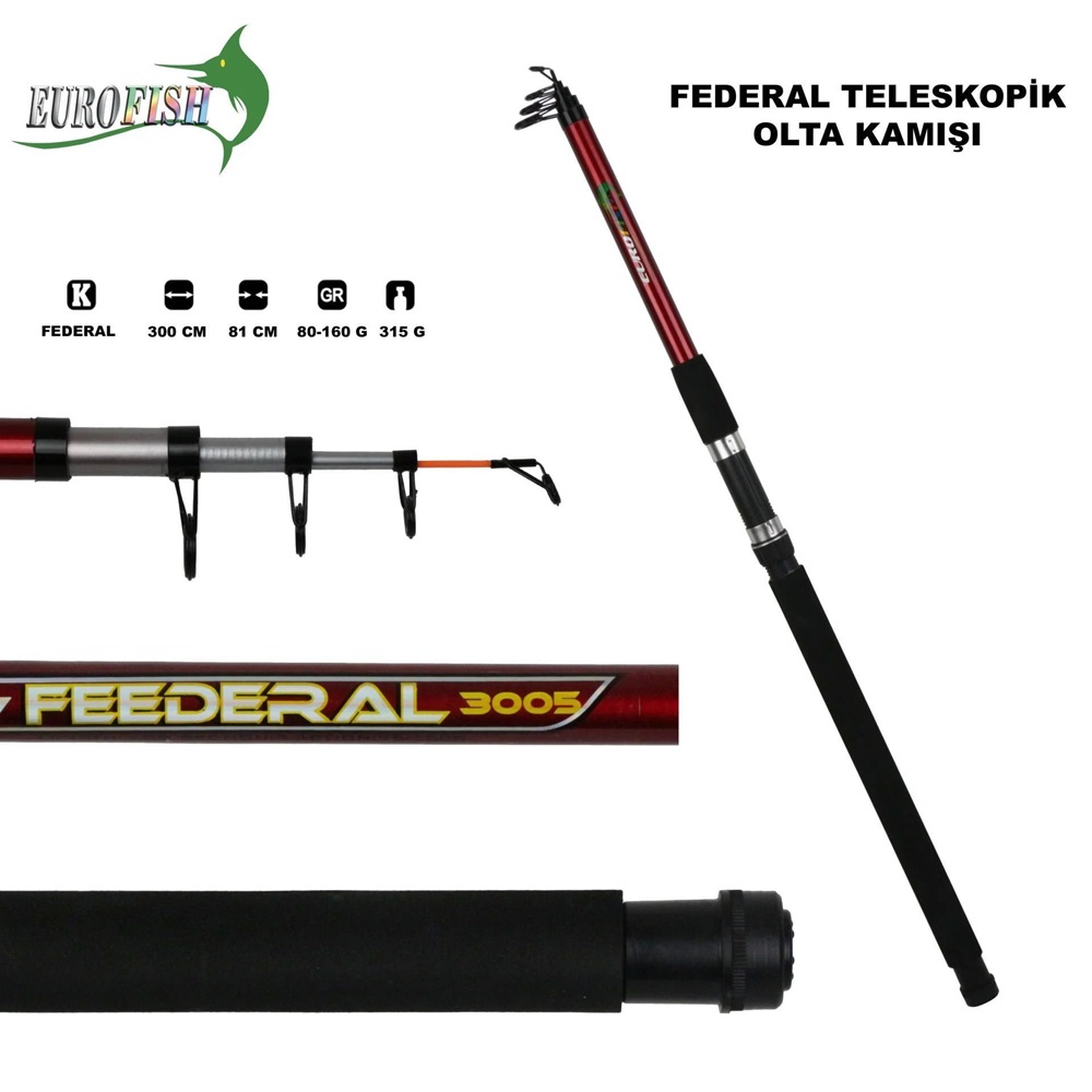 EUROFISH Federal 80-160g Teleskopik Kamış KIRMIZI