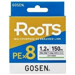 Gosen X8 Roots PE 8 Örgü Spin İp Misina 150mt A.Yeşil