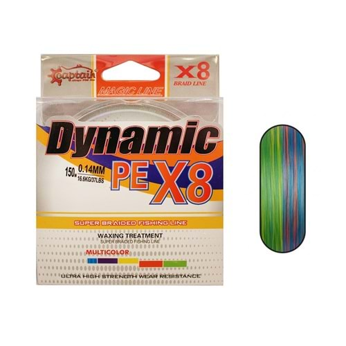 Captain Dynamic Soft PE 8 Örgü Spin İp Misina 150mt Multi Color