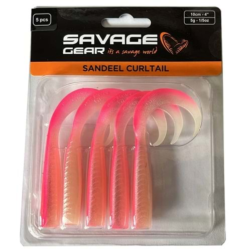 Savage Gear LB Sandeel Curltail 7cm Pink Glow 6 Adet