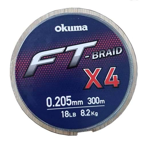 Okuma Ft-*4 Braided Line 300 mt Grey Örgü İp