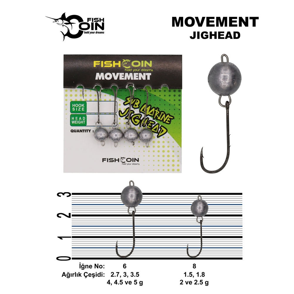 Fishcoin Movement Jighead 8-2.5 gr